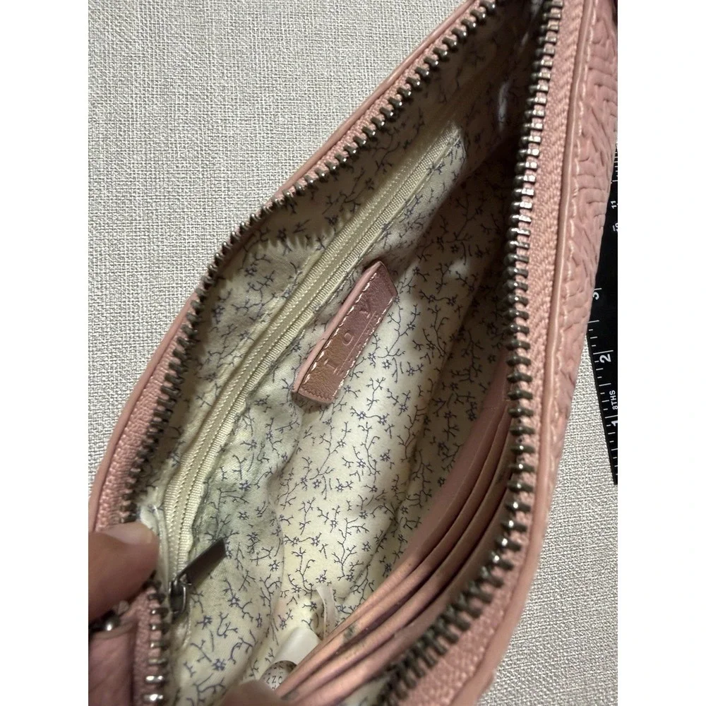 JOY Susan Blush Pink Textured Wristlet Wallet Clutch | Zip Top | Crossbody Strap